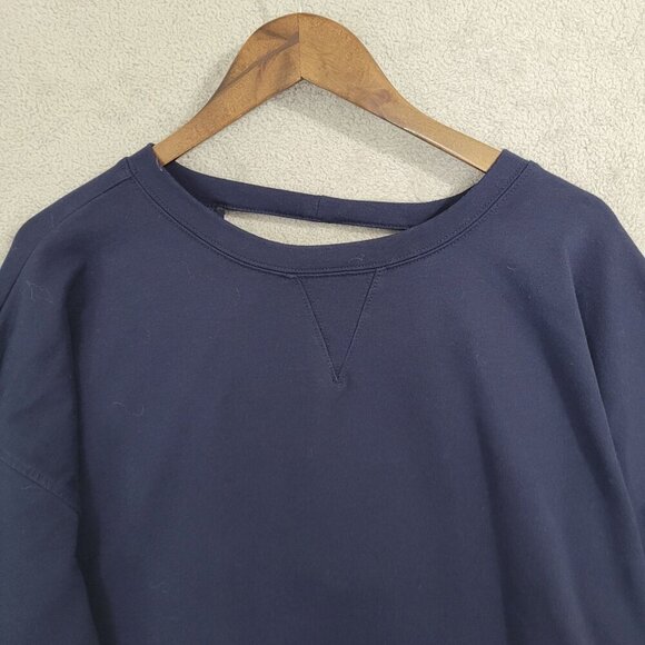 Eloquii Oversized Navy Blue Lounge Sweatshirt Open Back & Tie Detail - Picture 5 of 7